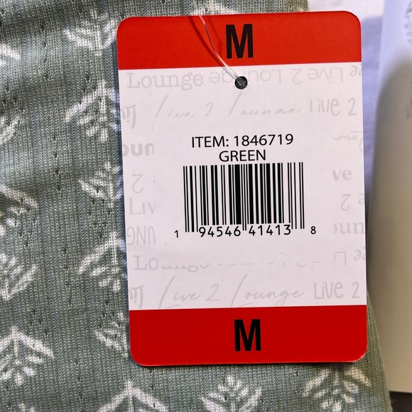 Live 2 Lounge 3 Pcs Ribbed Pointelle Lounge Set Henley Tee Tank Short M Green - Picture 7 of 7